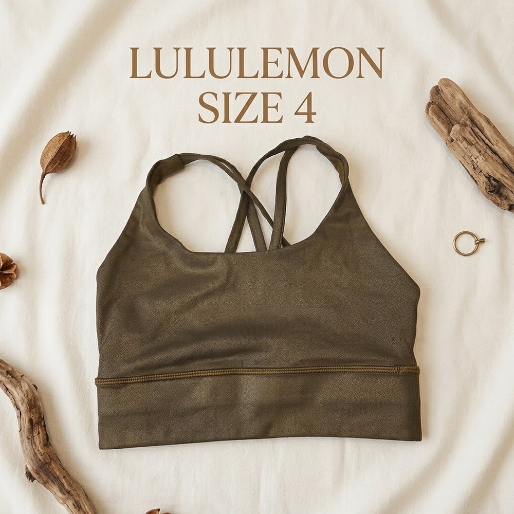 Lululemon Energy Bra Longline Metallic Foil Bronze Gold Women Size 4 Gorpcore